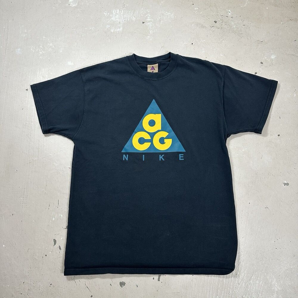 Nike Classic ACG Black Big Printed Logo Cotton Mens Medium Short Sleeve